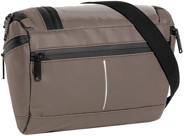 Spritzwasserabweisende Fahrrad-Lenkertasche mit Schultergurt 5l Taupe