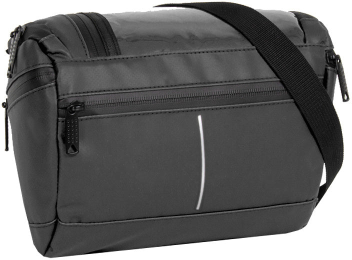 Spritzwasserabweisende Fahrrad-Lenkertasche mit Schultergurt 5l schwarz