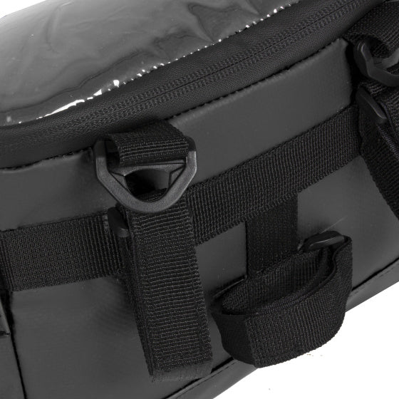 Spritzwasserabweisende Fahrrad-Lenkertasche mit Schultergurt 5l schwarz
