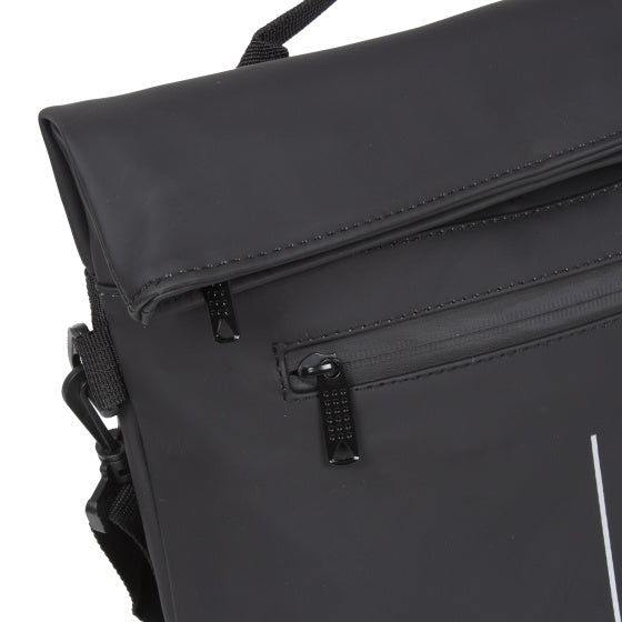 Spritzwasserabweisende Fahrrad-Lenkertasche mit Schultergurt 6l schwarz