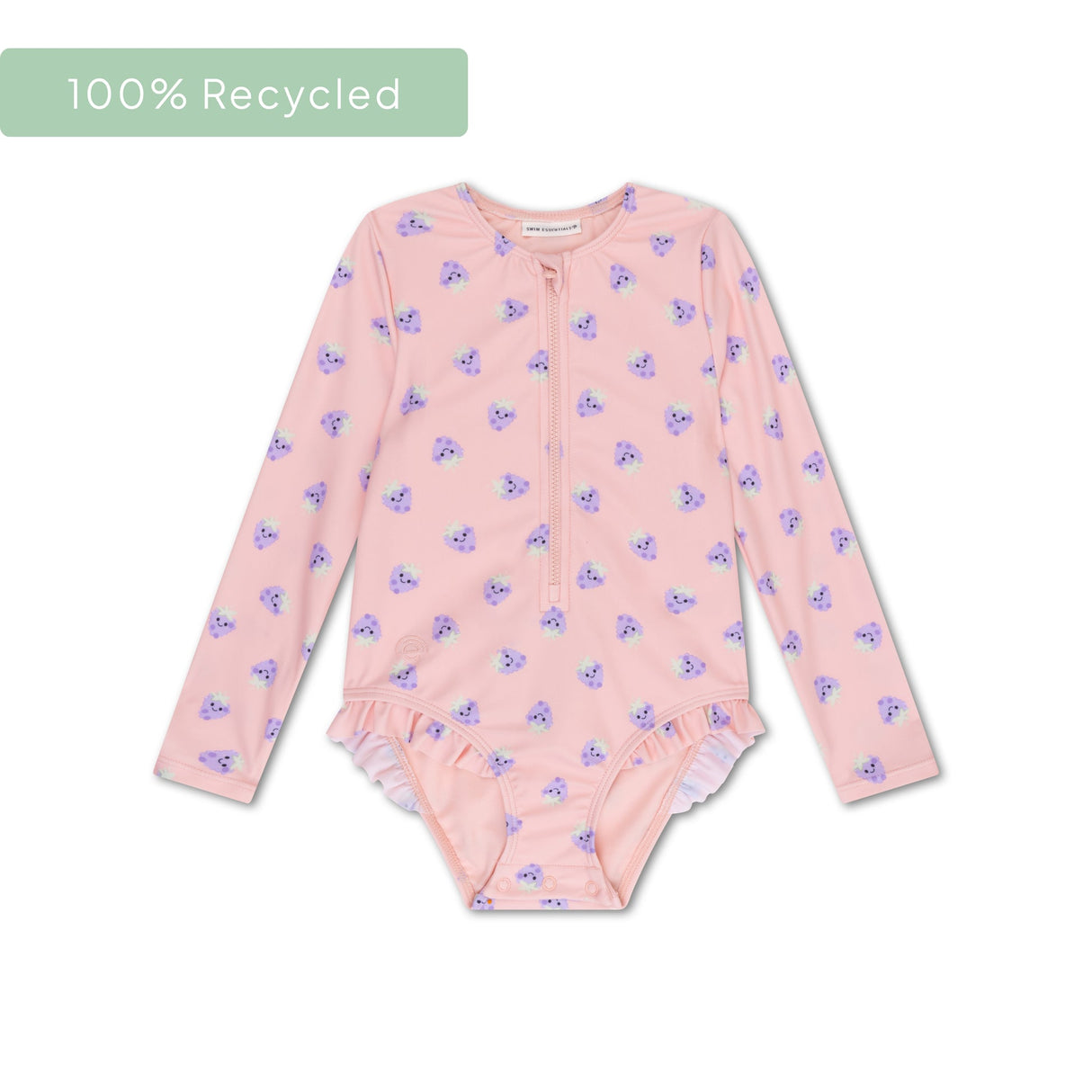 Brombeere | Beige-lila UV-Badeanzug für Mädchen mit langen Ärmeln