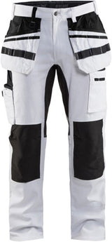Blåkläder schilders werkbroek met stretch 19101000-1099 | wit zwart | maat c54 - 7330509622483