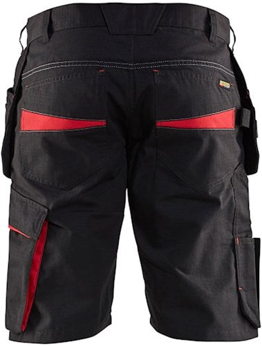 Blåkläder service short met spijkerzakken 14941330 | zwart rood | maat 50 - 7330509689042