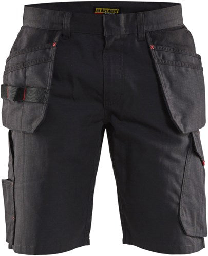 Blåkläder service short met spijkerzakken 14941330 | zwart rood | maat 56 - 7330509689073