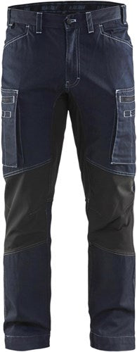 Blåkläder service werkbroek denim stretch 14591142 | marineblauw zwart | maat 48 - 7330509485897