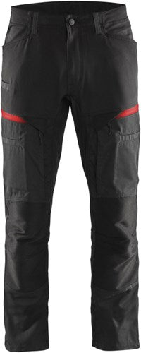 Blåkläder service werkbroek met stretch 14561845 | zwart rood | maat 48 - 7330509651490