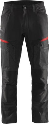 Blåkläder service werkbroek met stretch 14561845 | zwart rood | maat 50 - 7330509651506