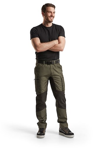 Blåkläder service werkbroek met stretch 14591845 | army groen zwart | maat 52 - 7330509497906