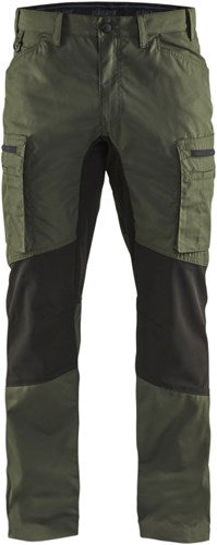 Blåkläder service werkbroek met stretch 14591845 | army groen zwart | maat 56 - 7330509497920
