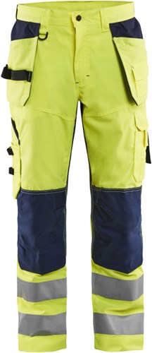 Blåkläder werkbroek high-vis met ventilatie 15651811 | high vis geel marineblauw | maat 48 - 7330509457061