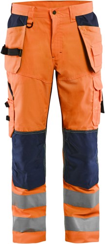 Blåkläder werkbroek high-vis met ventilatie 15651811 | high vis oranje marineblauw | maat 44 - 7330509673201