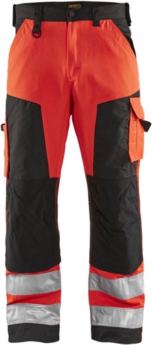 Blåkläder werkbroek high-vis zonder spijkerzakken 15661811 | high vis rood zwart | maat 60 - 7330509413753