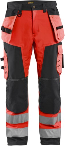 Blåkläder werkbroek softshell high-vis 15672517 | high vis rood zwart | maat 48 - 7330509406328