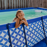 Eleganz | dunkelblau-weißes oberirdisches Schwimmbad 400x200x100 cm