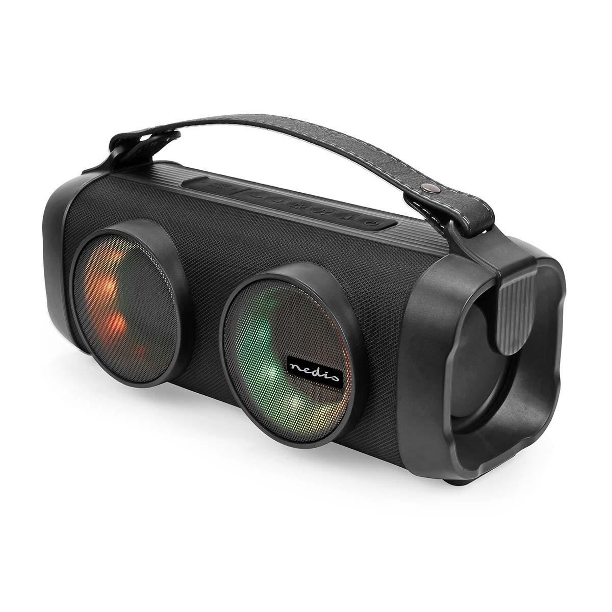 Ty Nedis Bluetooth Par Boombox | 5 Stunden | 2,0 | 24 w | Medienwiedergabeoptionen: Aux USB | verknüpfbar | Griff | Partybeleuchtung | schwarz - spbb306bk