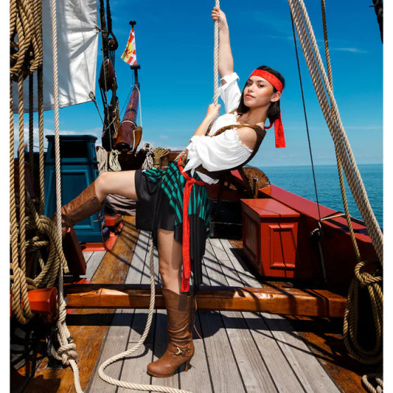 Boland Piratensturmkostüm Damen Schwarz Weiß Größe 36 38