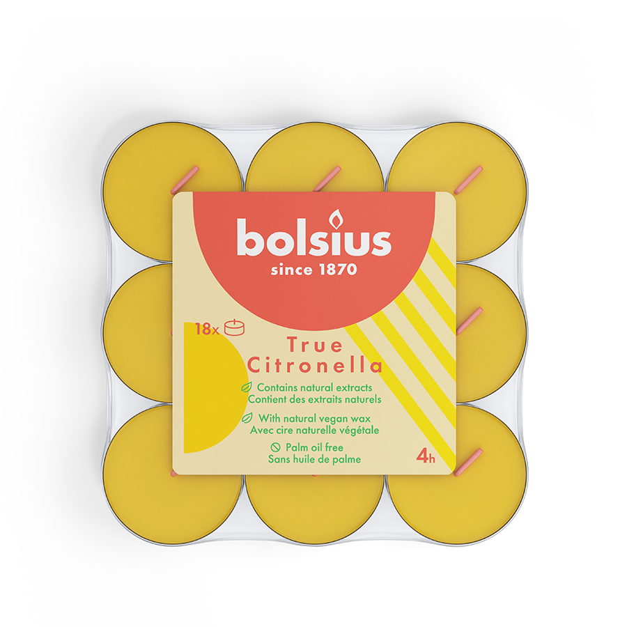 Bolsius Duftteelichter echte Citronella 18 Stück 4 Stunden