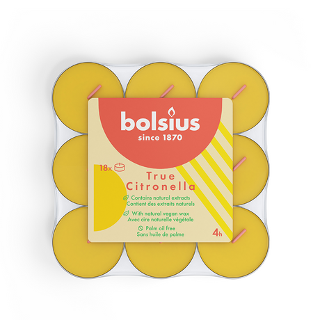 Bolsius Duftteelichter echte Citronella 18 Stück 4 Stunden