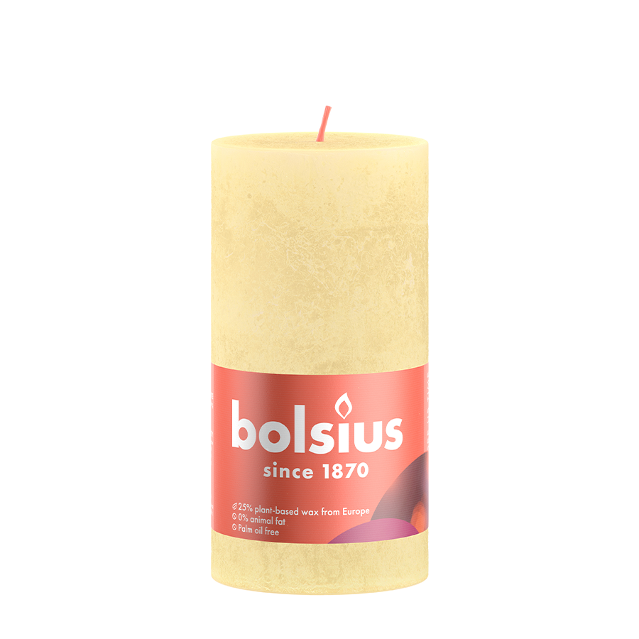 Bolsius Stumpenkerze rustikal buttergelb 13 cm Oslash; 7 cm