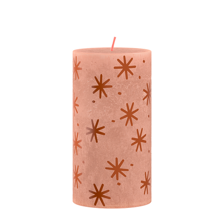 Bolsius Stumpenkerze rustikal 13 x 6,8 cm cremiges Karamell mit Aufdruck | 4 Stück