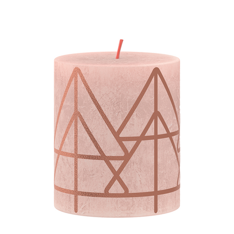 Bolsius rustikale Stumpenkerze Silhouette Winter Edition Misty Pink 80 68 mm