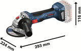 Bosch Blue GWS 18V-7 Professional 18V Akku-Winkelschleifer Solo in L-Boxx | ohne Batterien und Ladegerät - 06019h9002