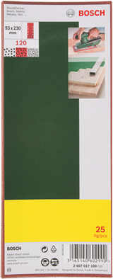 Bosch accessoires 25-delige schuurbladenset 93 x 230 mm voor vlakschuurmachines, korrel 120 - 2607017100