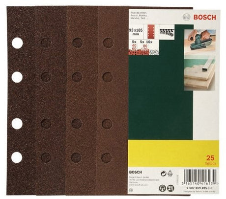 Bosch Zubehör 25-teiliges Schleifblatt-Set 125 mm für Exzenterschleifer, Körnung 40, 60, 80, 120 – 2607019495