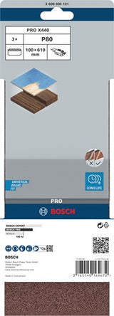 Bosch Zubehör 3 Reifen 100x610 x440, am besten für Holz+Farbe, K80 - 2608606131