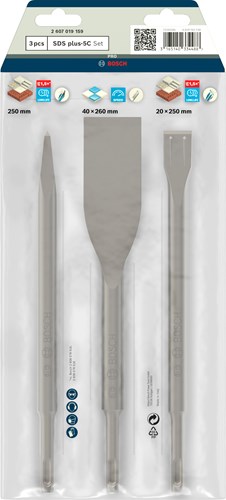 Bosch Zubehör 3-teiliges Profi-SDS-plus-Meißel-Set | 2607019159 - 2607019159