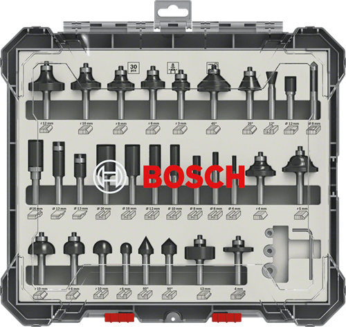 Bosch Zubehör 30-teiliges Mischfräser-Set - Schaftdurchmesser 6 mm - 2607017474