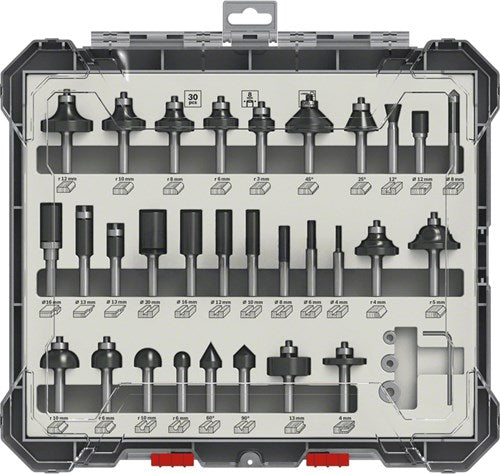 Bosch Zubehör 30-teiliges Mischfräser-Set - Schaftdurchmesser 8 mm - 2607017475
