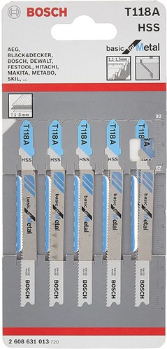 Bosch Zubehör 5x Basic für Metallstichsägeblatt T118a - 2608631013