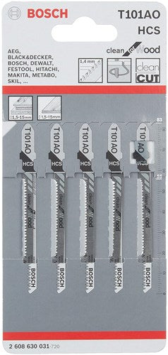 Bosch Zubehör 5x Clean für Holzstichsägeblatt T101AO - 2608630031