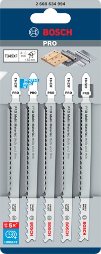Bosch Zubehör 5-fach Progressor für Holz- und Metall-Stichsägeblatt T345xf – 2608634994