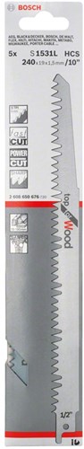 Bosch Zubehör 5x Säbelsägeblatt für Holz S1531L - 2608650676