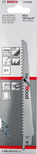 Bosch Zubehör 5x Säbelsägeblatt für Holz S644D - 2608650673
