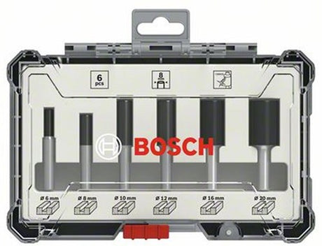 Bosch Zubehör 6-teiliger gerader Fräsersatz - Schaftdurchmesser 8 mm - 2607017466