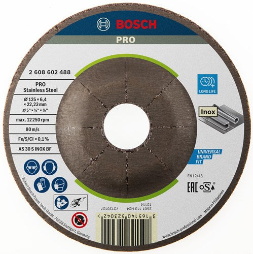 Bosch Zubehör Schleifscheibe | Edelstahl | 125mm | pro 1 | 2608602488 - 2608602488