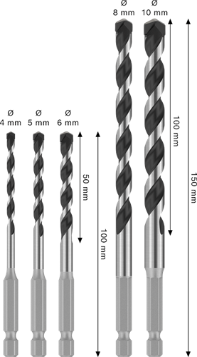 Bosch Zubehör Betonbohrer-Set Sechskant-5 | 5-teilig | 4, 5, 6, 8, 10 mm – 2608707004