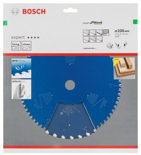 Bosch 2608644064 Kreissägeblatt 235 mm Experte für Holz 235x30x2,8 1,8x36 Z