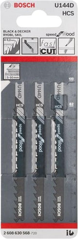 Bosch Zubehör Stichsägeblatt U 144 D Speed für Holz 3 Stück - 2608630568