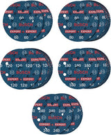 Bosch Zubehör Expert 55-teiliges Set Schleifscheibe O780 mit Folienunterlage, 125 mm, 5xG60; 15xg80; 15xg120; 15xg180; 5xg240 - 2608902429