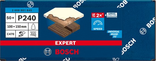 Bosch Zubehör Expert C470 Schleifpapier 100 x 150 mm, K 240, 50 Stück – 2608901645