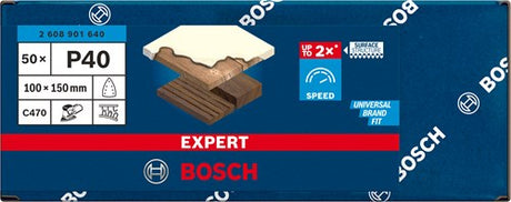 Bosch Zubehör 2608901640 Schleifpapier für Multischleifer Körnung (Anzahl) 40 (L x B) 150 mm x 100 mm 50 Stk