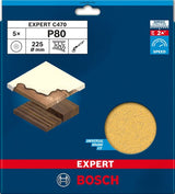 Bosch Zubehör Expert C470 Schleifpapier 225 mm, K 80, 5-teilig – 2608901672