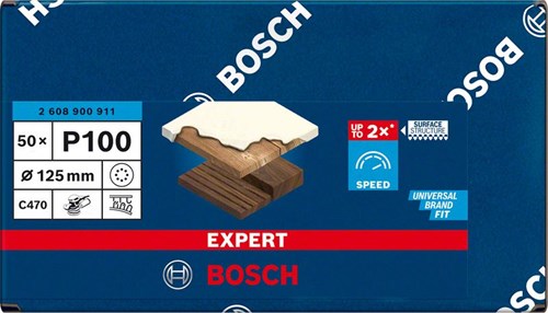 Bosch Zubehör Expert C470 Schleifpapier für Exzenterschleifer 125 mm, 8 Löcher, K100 50-teilig – 1 Stück(e) – 2608900911