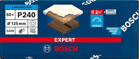 Bosch Zubehör Expert C470 Schleifpapier für Exzenterschleifer 125 mm, 8 Löcher, K240 50-teilig – 1 Stück – 2608900914