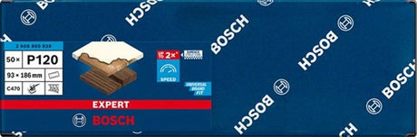 Bosch Zubehör Expert C470 Schleifpapier für Exzenterschleifer 93 x 186 mm, K120 50-teilig – 1 Stück – 2608900939
