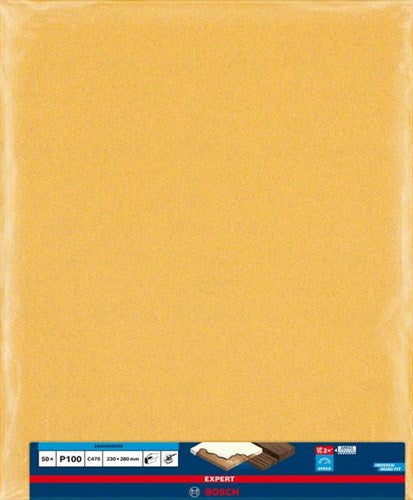 Bosch Accessories Expert C470 Schleifpapierblatt zum Handschleifen 230 x 280 mm, K100 – 50 Stück – 2608900960